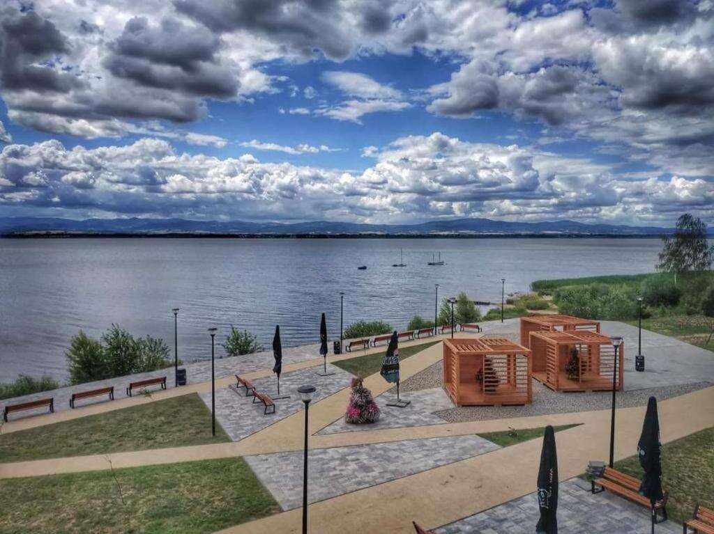 Sandacz Otmuchów - lakeside terrace and view over Lake Otmuchów